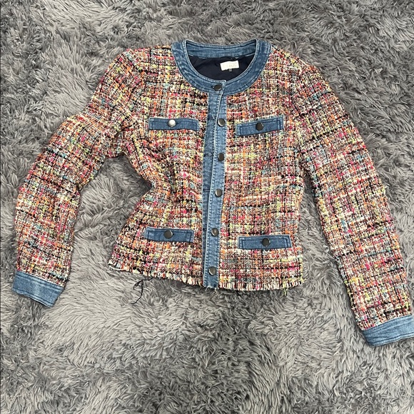 Ecru Tweed Blazer Bundle Medium Black White & Multicolor Denim Trim - Picture 5 of 8